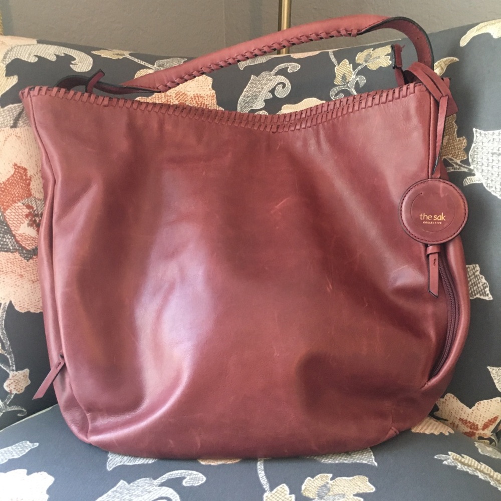 The Sak burgundy hobo leather hobo bag